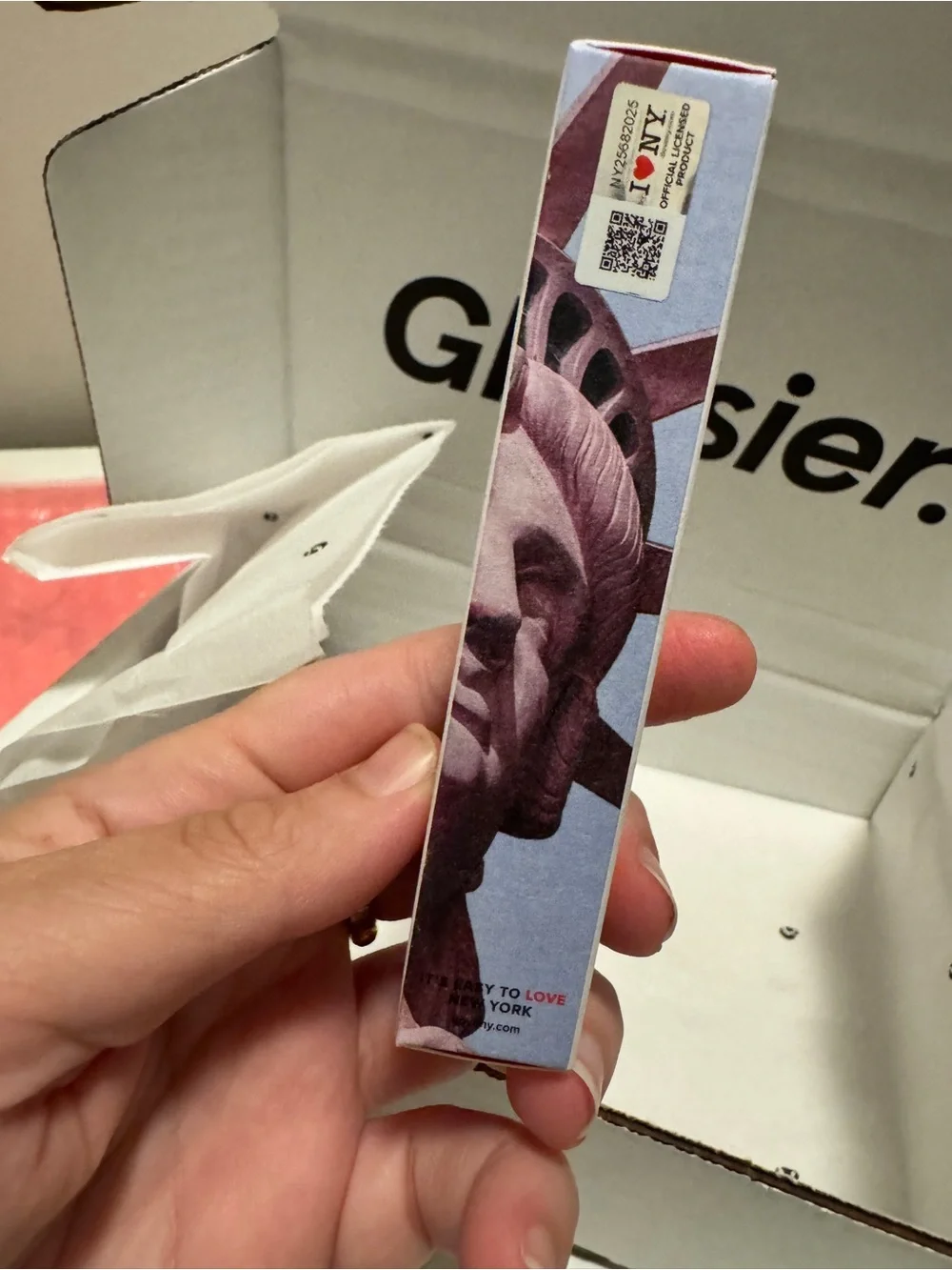 NIB GLOSSIER I Love NY Bundle: Apple Balm DotCom, Sticker Pack & Sheet, Keychain